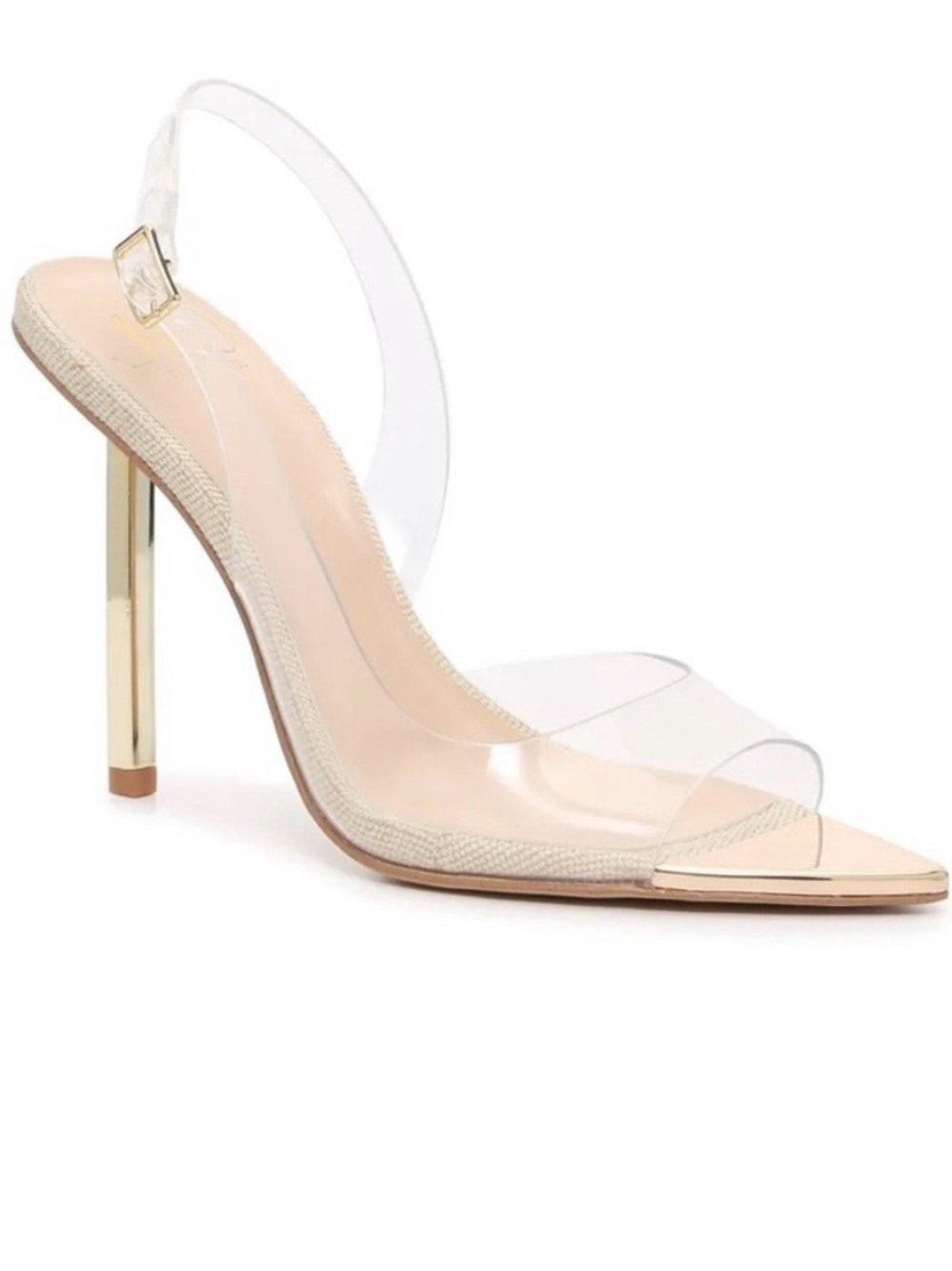 Jennifer Lopez Clear Strap Nude and Gold Stiletto Heels 39